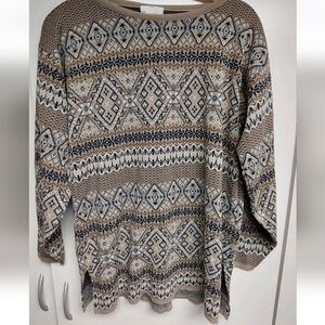 Jessica Scott Vintage Sweater Beige/Cream/Navy Blue Woman's Large